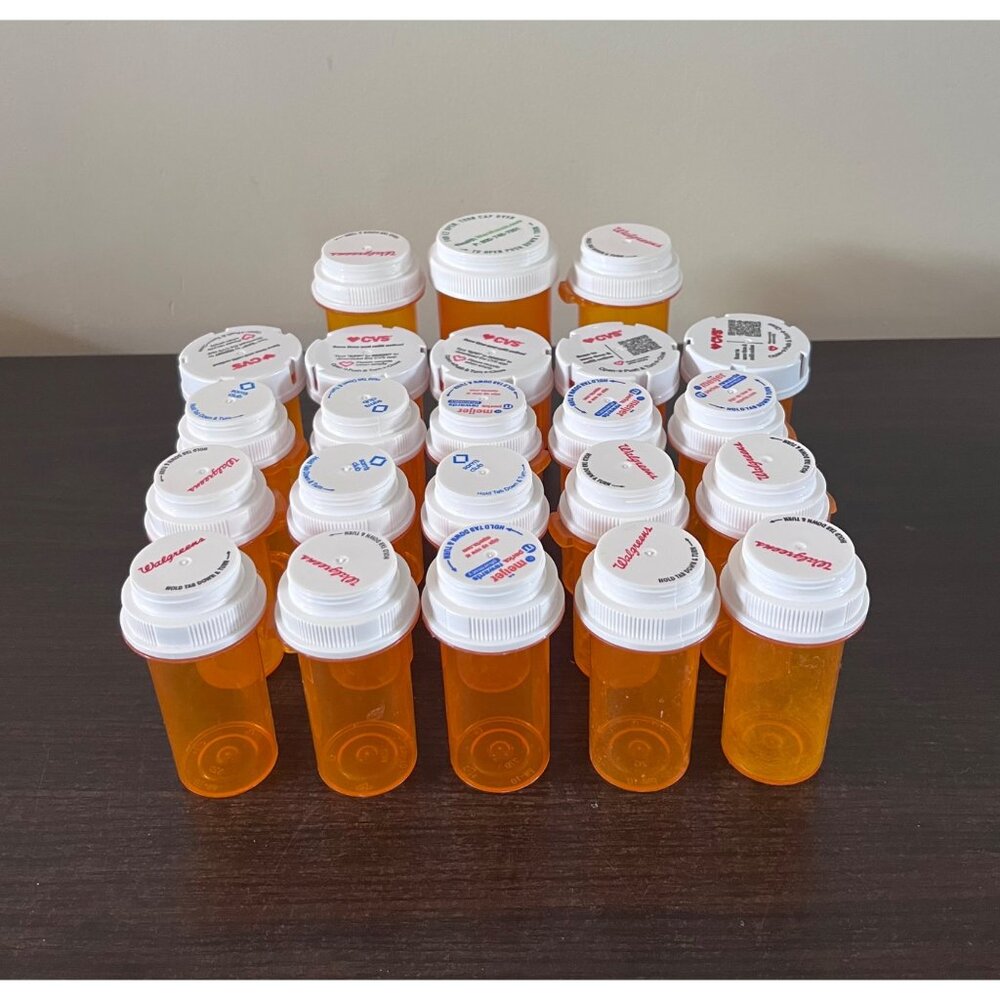 Lot Of 23 Empty Plastic Pill RX Bottles Medicine Crafting Fishing Storage Hobby
